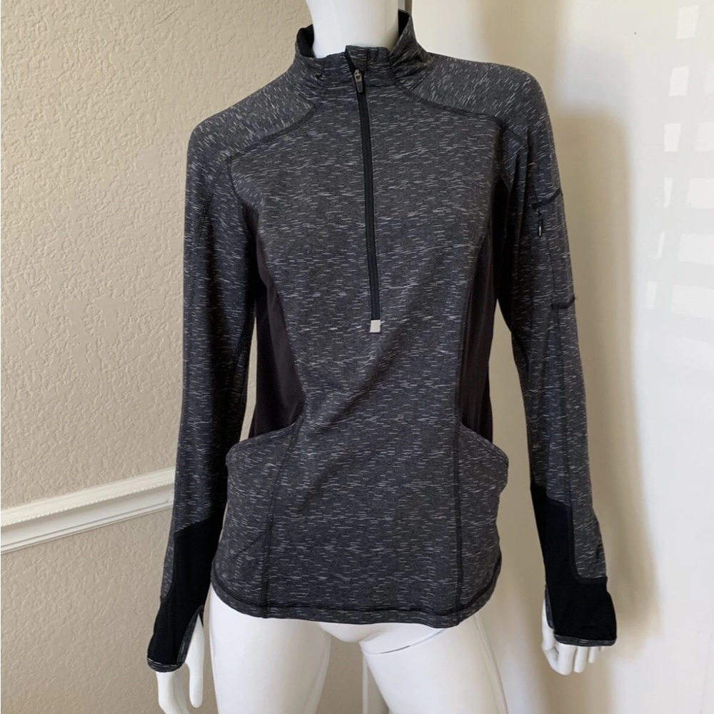 LUCY TECH Charcoal Gray Space Dye 1/2 Zip Pullover Long Sleeve w/ Pockets